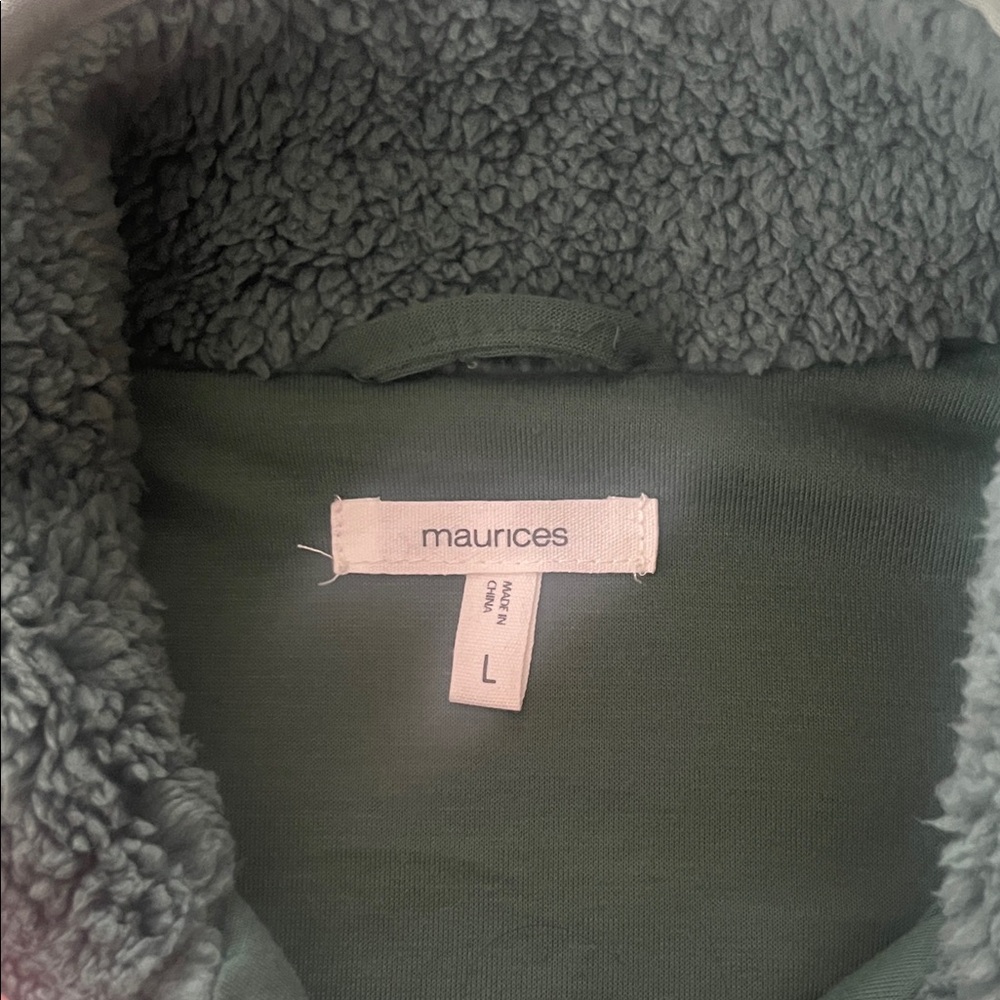 Maurices Olive Sherpa Fleece Vest - Picture 2 of 2